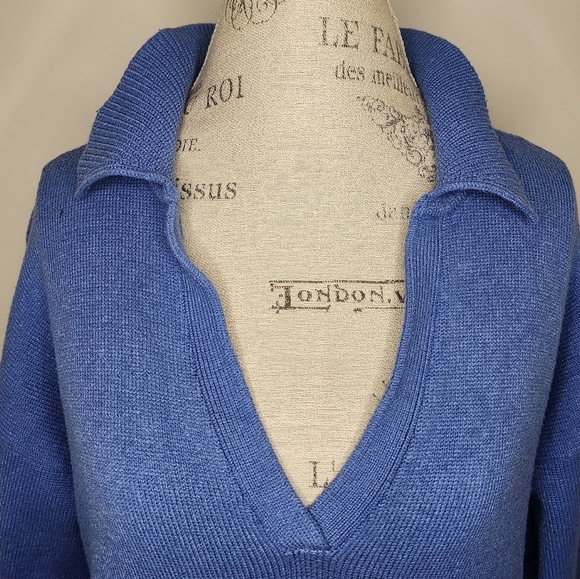 Zara blue knit polo sweater - Picture 6 of 11